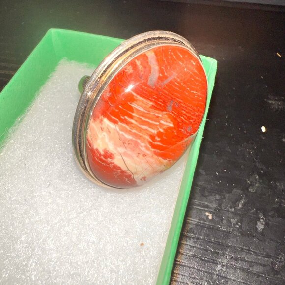 Natural Snake Skin Jasper 925 Sterling Silver Ring - Picture 1 of 4